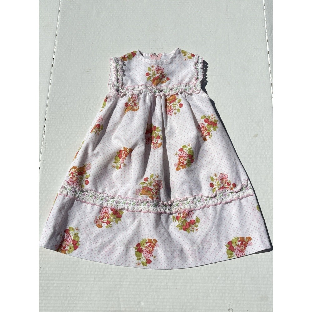 Vintage Strawberry Shortcake Dress 2T Handmade Sleeveless A Line Empire Waist